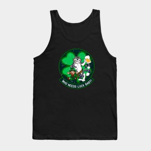 F-14 Tomcat - Who Needs Luck Baby! - Grunge Style Tank Top